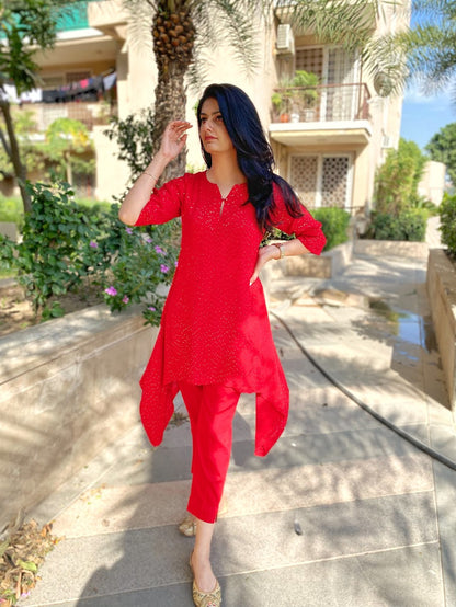 Red hot Kurti with pants