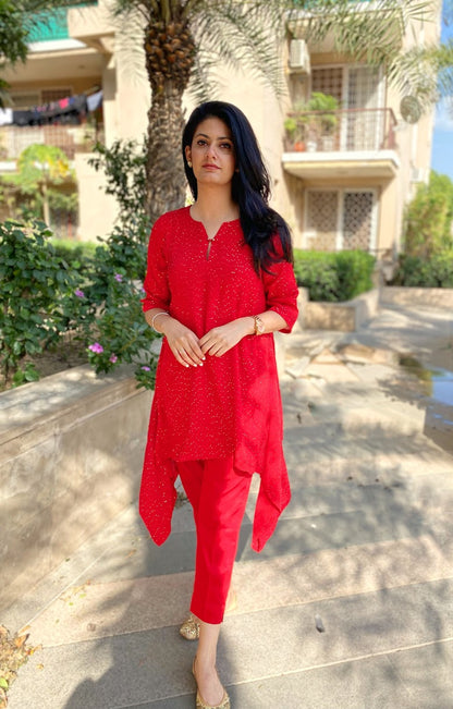 Red hot Kurti with pants