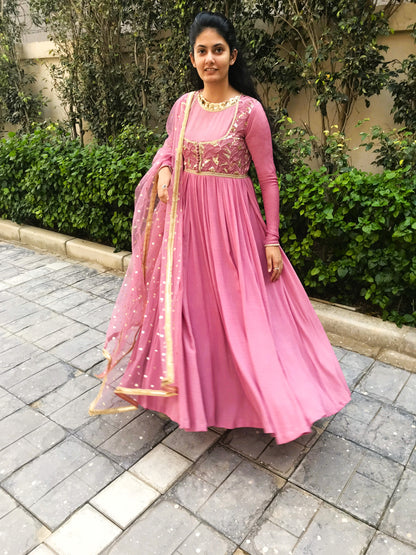 Pink Long Anarkali Dress