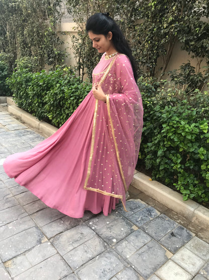 Pink Long Anarkali Dress