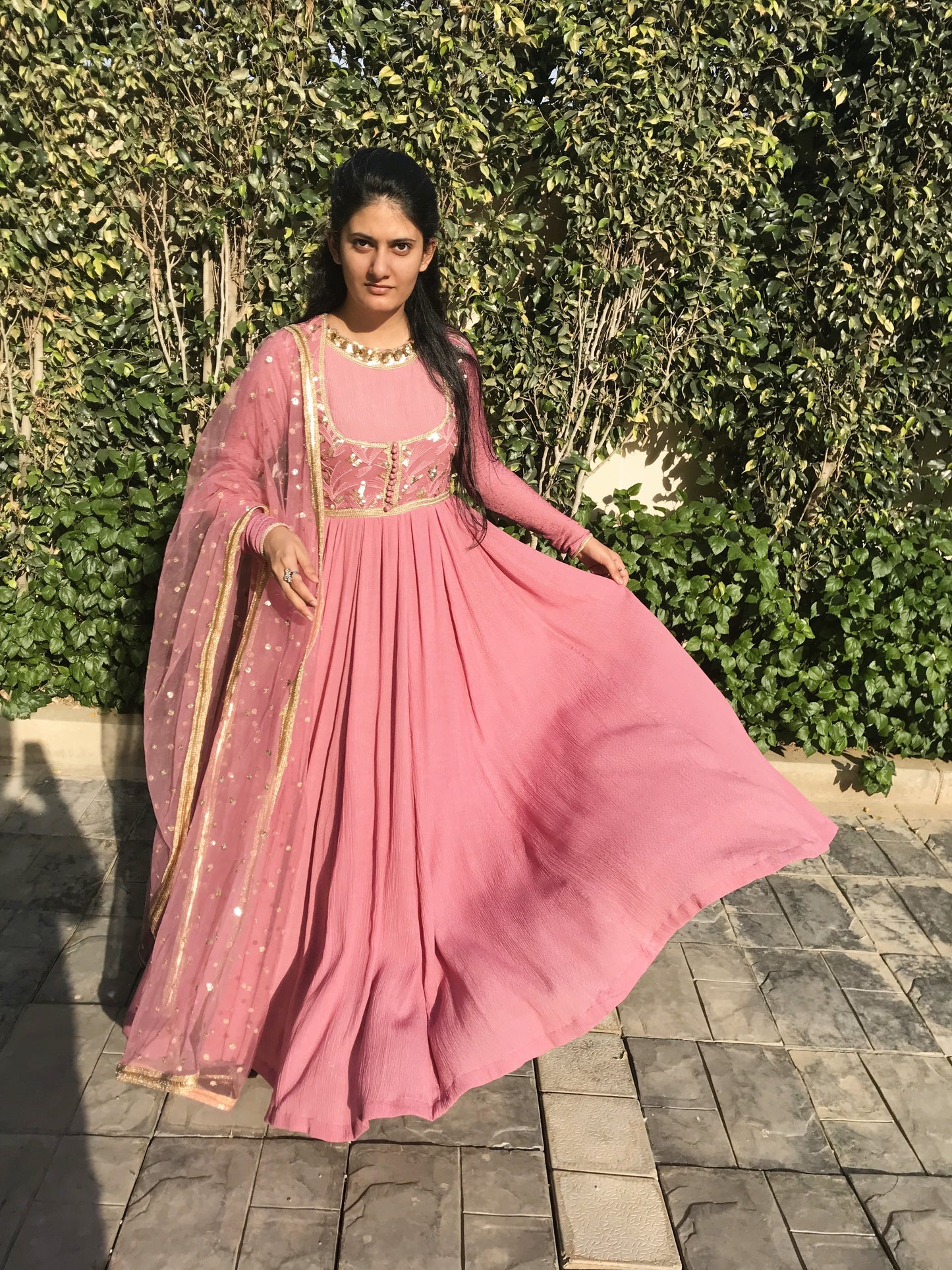 Pink Long Anarkali Dress