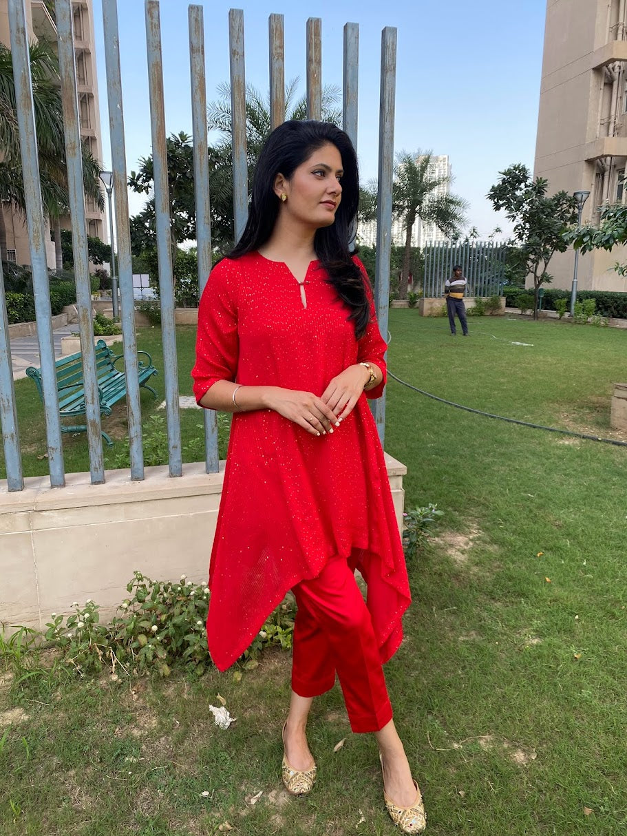 Red hot Kurti with pants