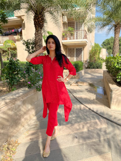 Red hot Kurti with pants