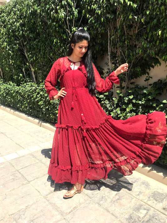 Red Ruffle Dress