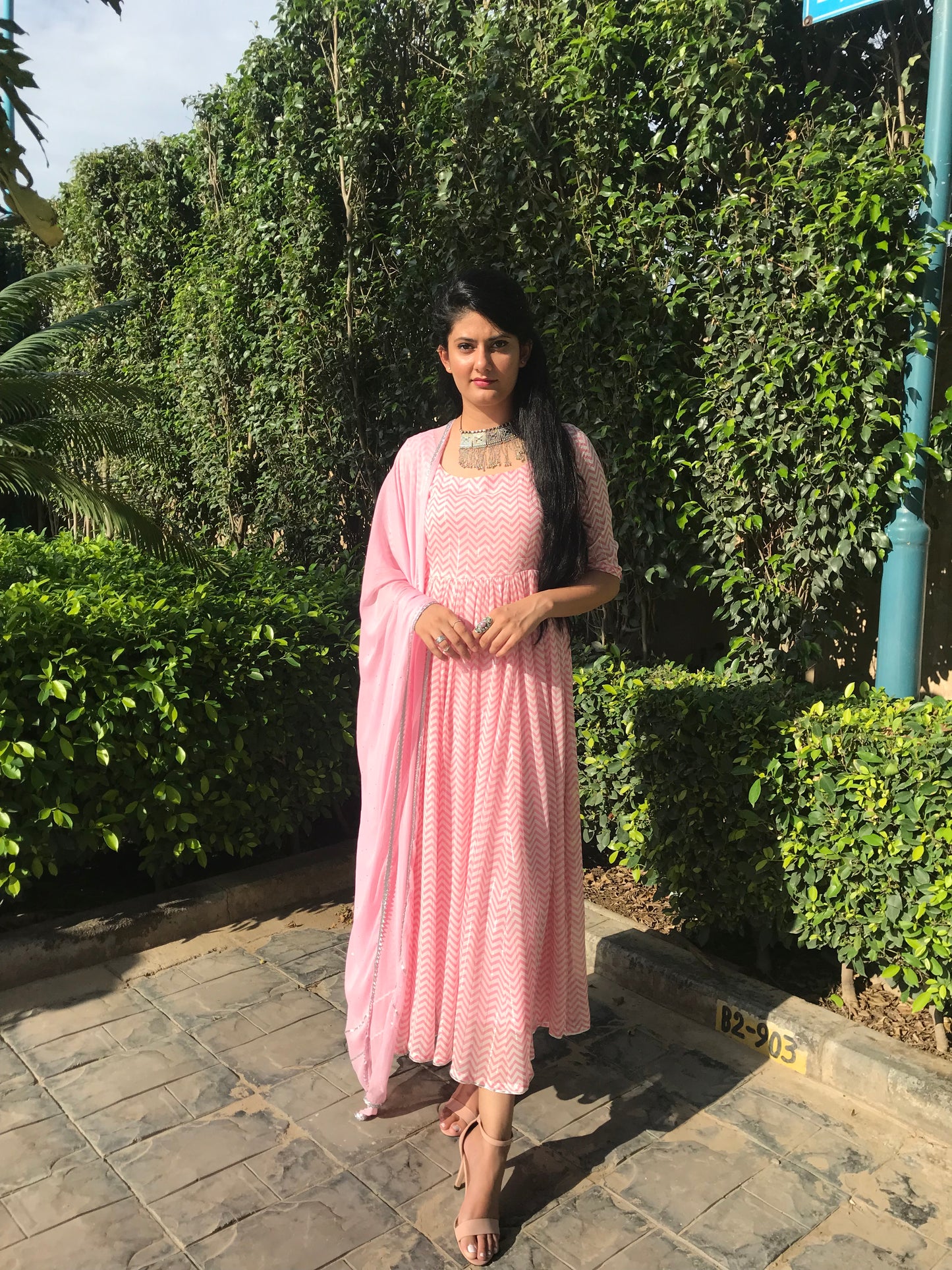 Pink Georgette Anarkali dress