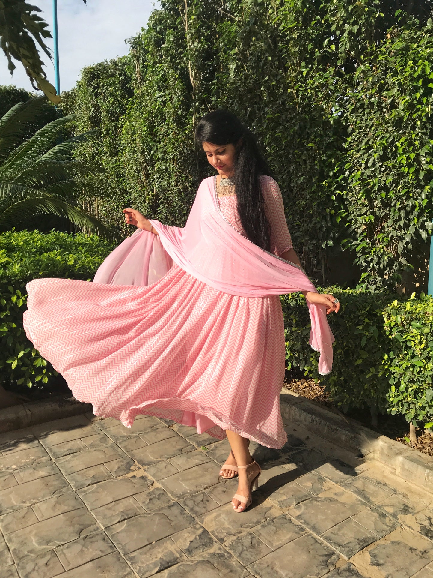 Pink Georgette Anarkali dress