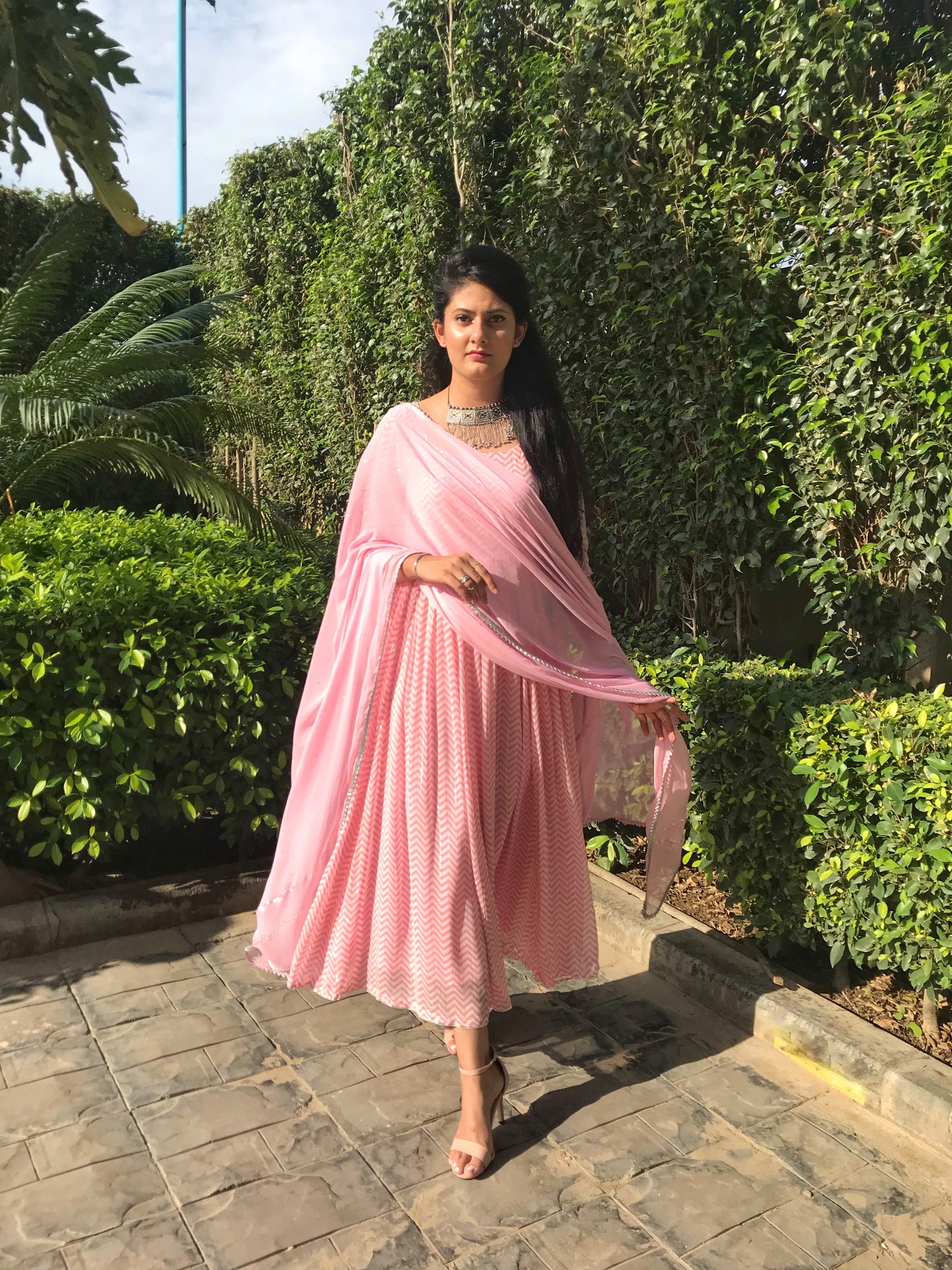 Pink Georgette Anarkali dress