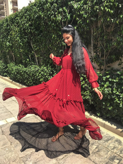 Red Ruffle Dress