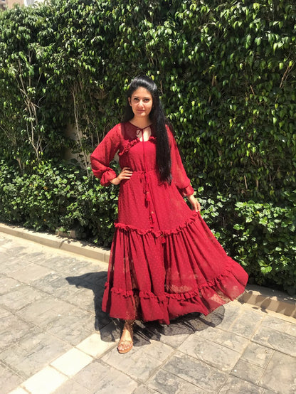 Red Ruffle Dress