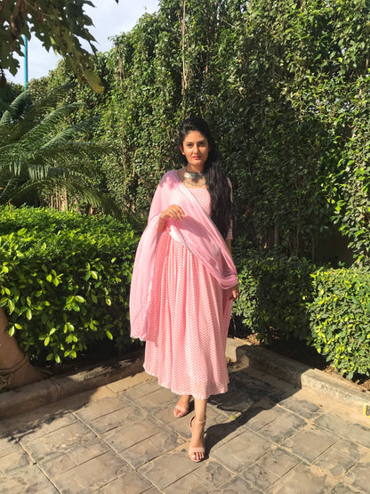 Pink Georgette Anarkali dress